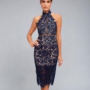 Lulu's navy laced midi dress